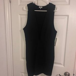 Tobi black deep V neck dress